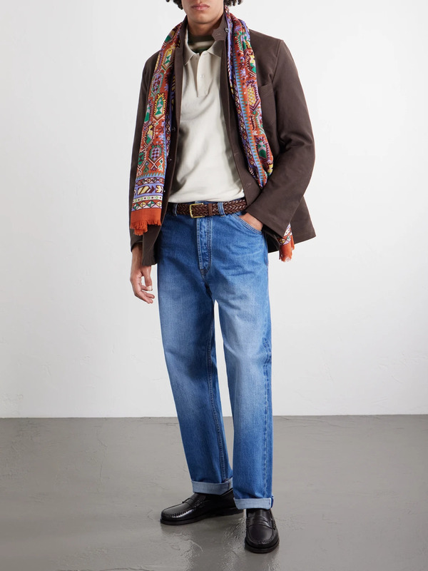  Drake's - Printed Wool And Silk-blend Scarf - Men - Brown 