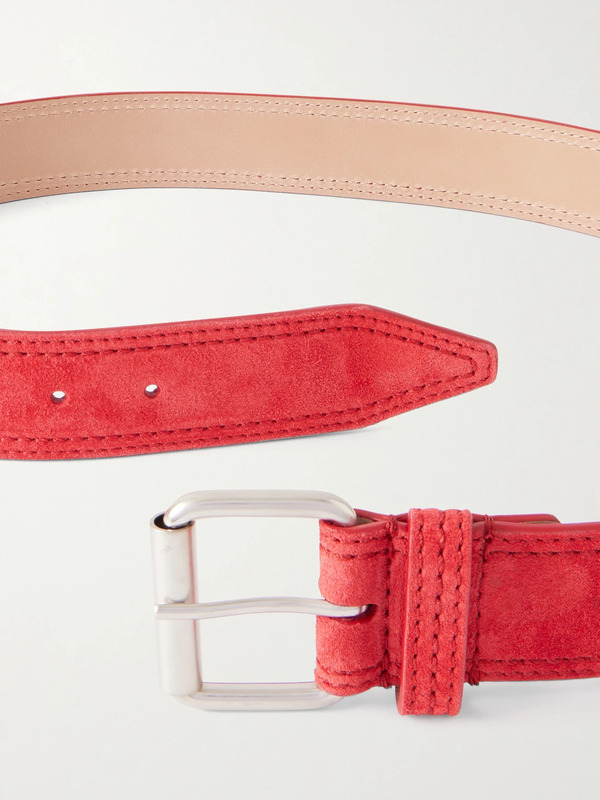  Dries Van Noten - 4cm Suede Belt - Men - Red - Eu 85 