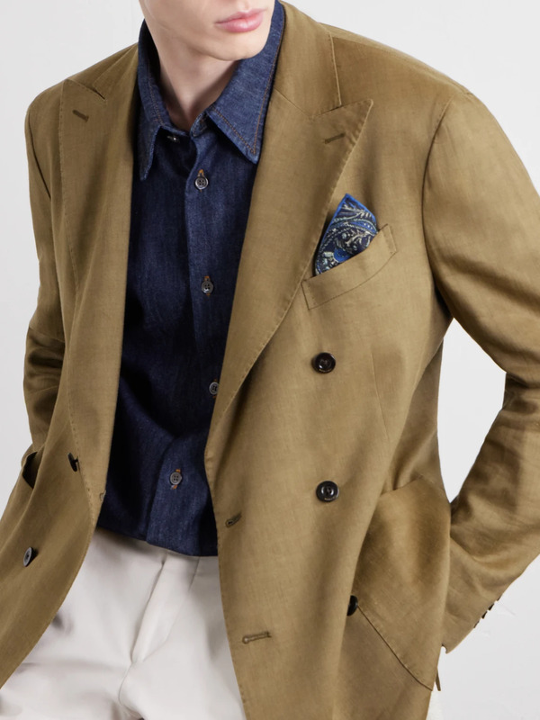  Dunhill - Printed Silk-satin Pocket Square - Men - Blue 