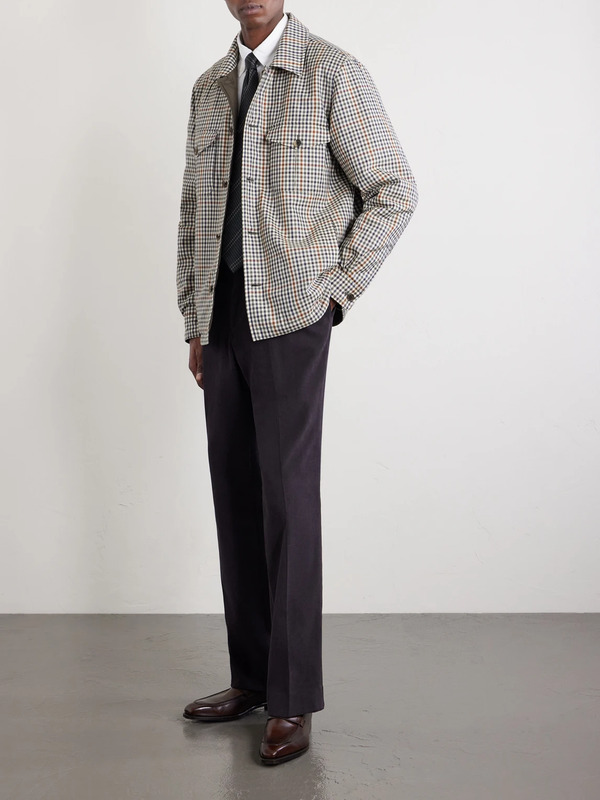  Dunhill - Reversible Padded Checked Wool Overshirt - Men - Brown - S 
