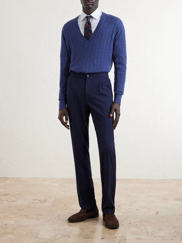  Dunhill - Ribbed Cashmere Sweater - Men - Blue - S 