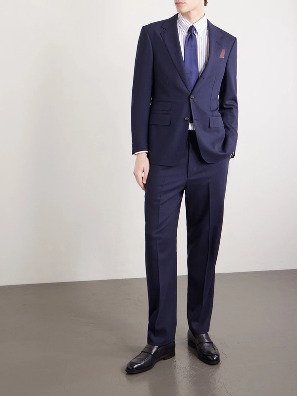  Dunhill - Straight-leg Pinstriped Wool Suit Trousers - Men - Blue - It 46 
