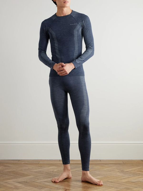  Falke - Printed Virgin Wool-blend Ski Tights - Men - Blue - M 