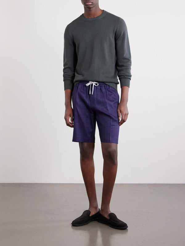  Fedeli - Alfa Straight-leg Linen Drawstring Shorts - Men - Blue - S 