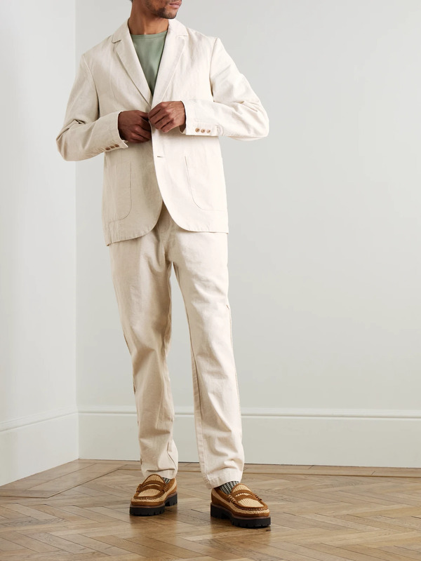  Folk - Cotton And Linen-blend Blazer - Men - Neutrals - Xs 