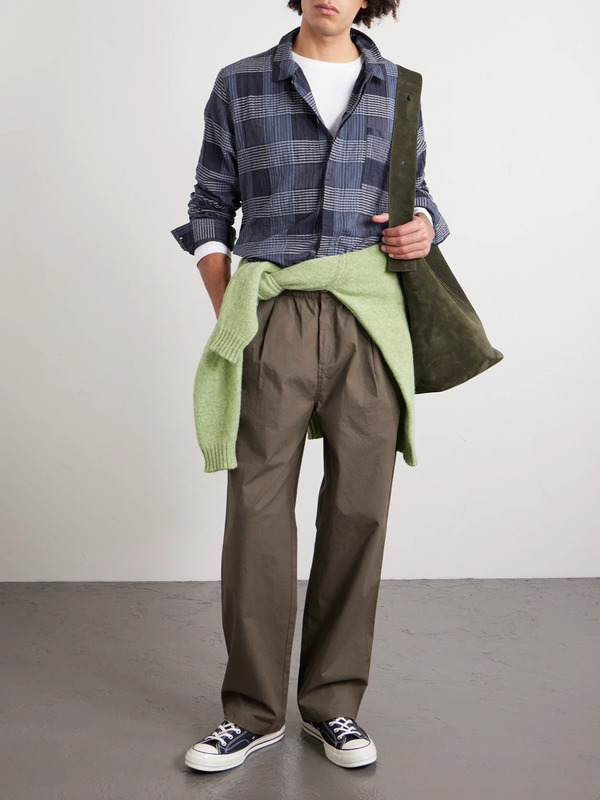  Folk - Patch Checked Cotton-blend Shirt - Men - Blue - S 