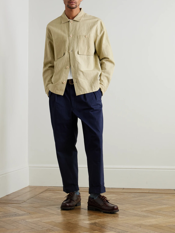  Folk - Patch Linen And Cotton-blend Overshirt - Men - Neutrals - Xs 