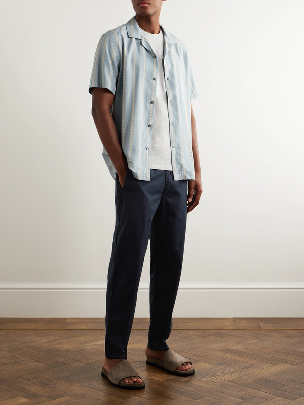  Folk - Tapered Cotton-twill Drawstring Trousers - Men - Blue - 1 