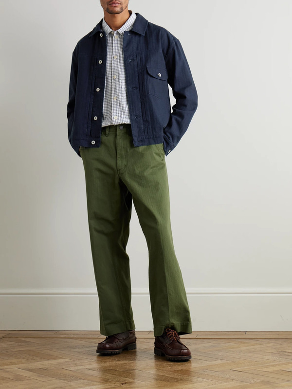  Folk - Trucker Herringbone Cotton-twill Jacket - Men - Blue - M 