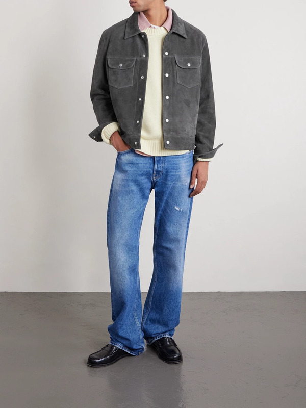  Frame - Suede Trucker Jacket - Men - Gray - S 