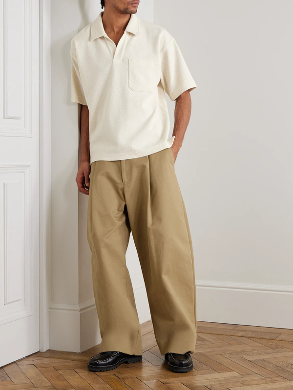  Frame - Textured Cotton-blend Polo Shirt - Men - Neutrals - S 