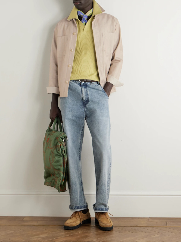  Frescobol Carioca - Fonted Herringbone Cotton Overshirt - Men - Neutrals - S 