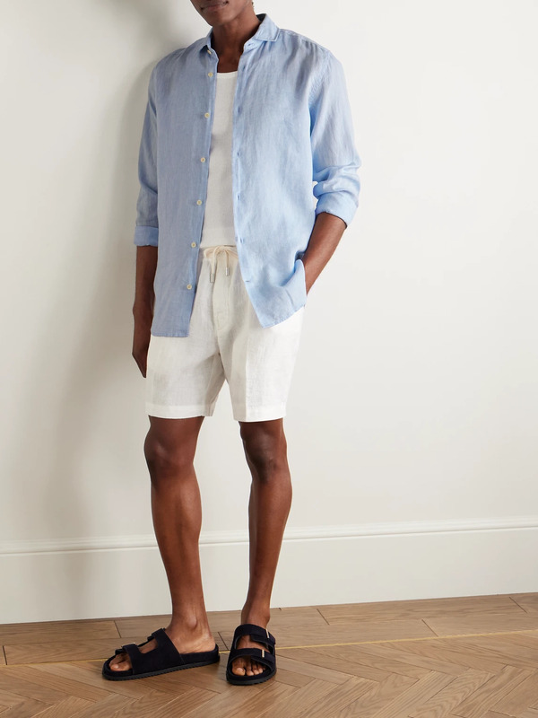  Frescobol Carioca - Linen Shirt - Men - Blue - S 