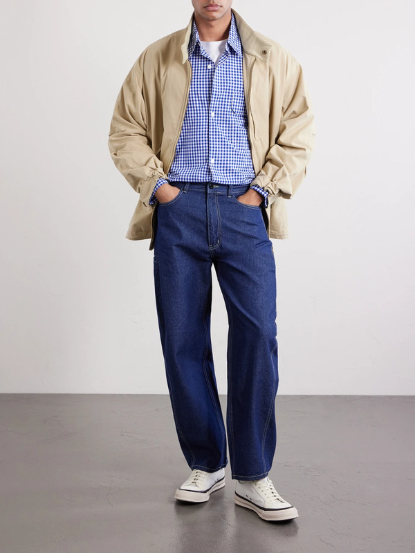  Frizmworks - Ease Gingham Cotton Shirt - Men - Blue - S 
