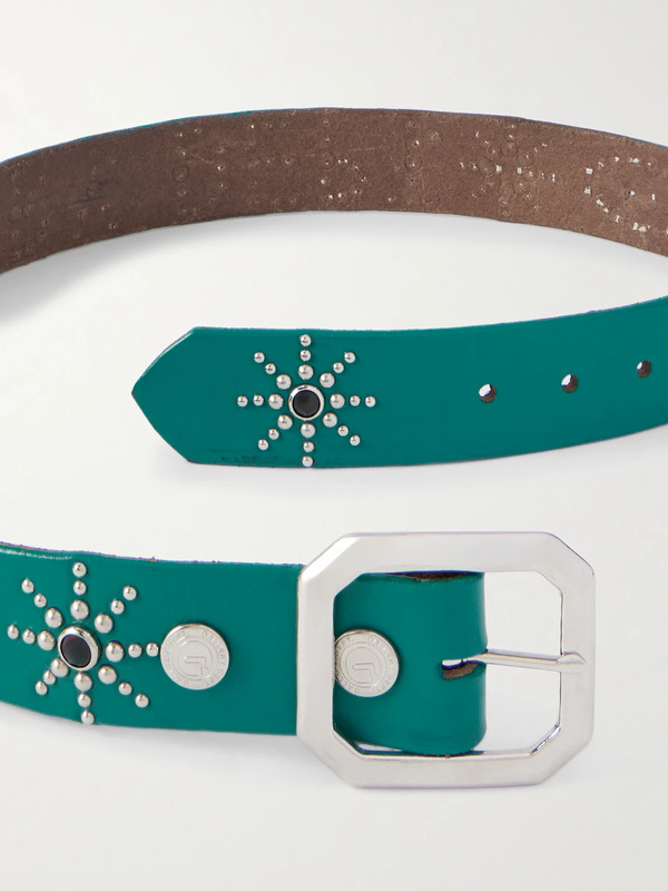  Gallery Dept. - Croc-effect Trimmed Studded Leather Belt - Men - Blue - 28 
