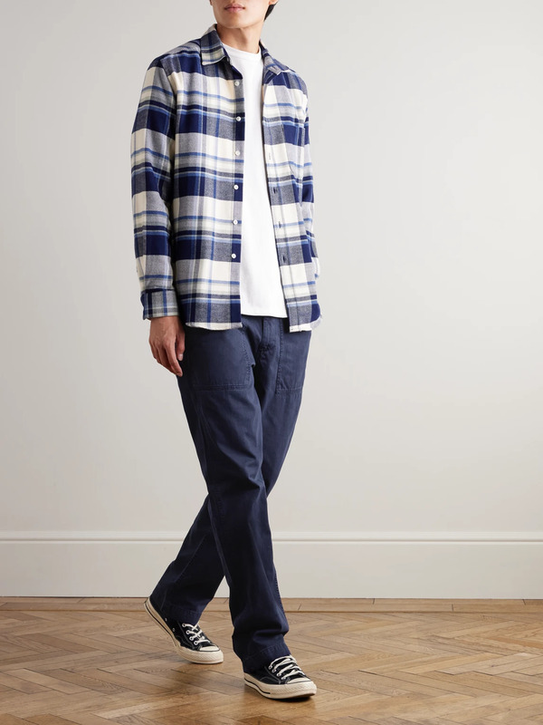  Hartford - Fatigue Straight-leg Garment-dyed Herringbone Cotton-gabardine Trousers - Men - Blue - It 50 