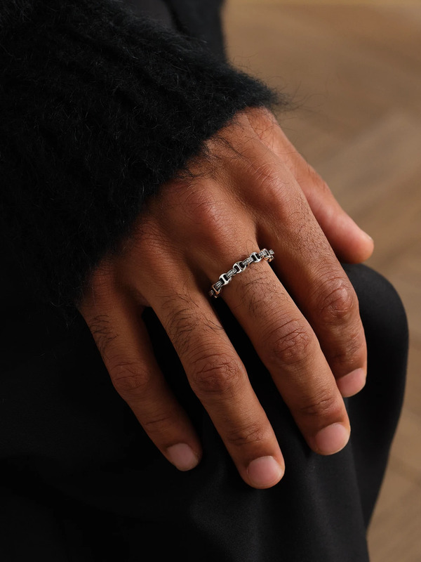  Hoorsenbuhs - Strut Sterling Silver Diamond Ring - Men - Silver - 7 