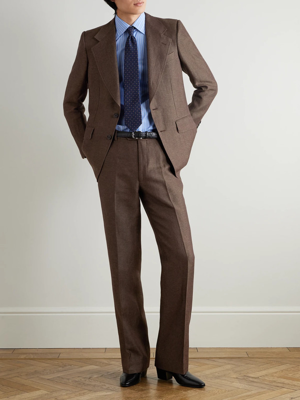  Husbands - Wool And Linen-blend Twill Suit Jacket - Men - Brown - It 46 
