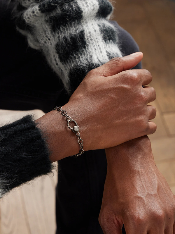  Ileana Makri - Oxidised Sterling Silver, 14-karat White Gold And Diamond Chain Bracelet - Men - Silver - 19 