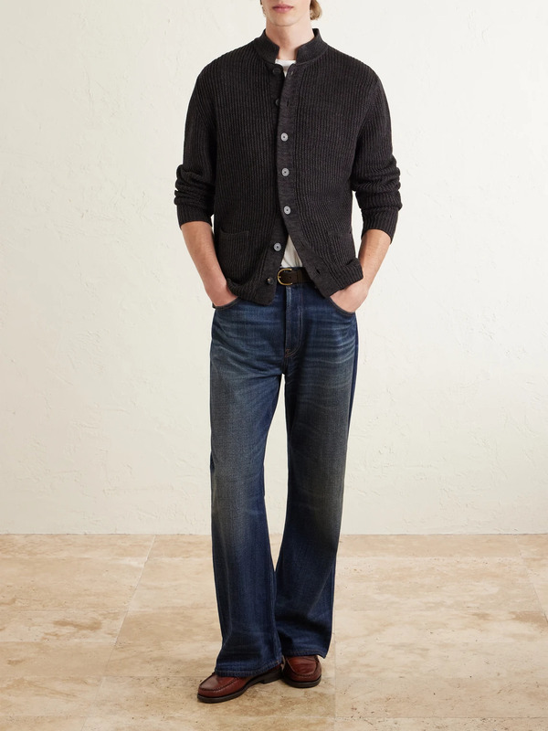  Inis Meáin - Ribbed Linen Cardigan - Men - Brown - Xl 
