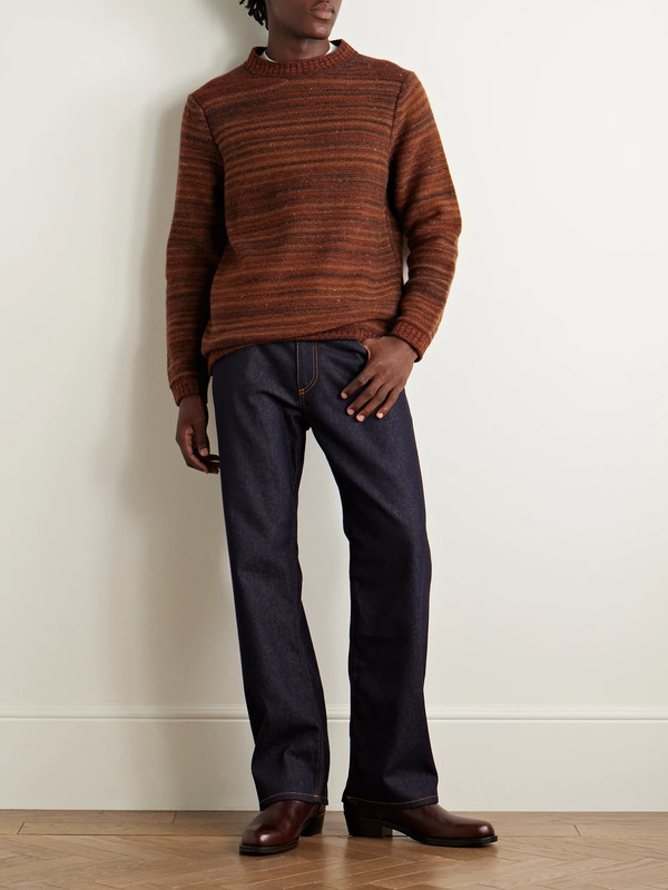 Inis Meáin - Striped Merino Wool And Cashmere-blend Sweater - Men - Brown - L 