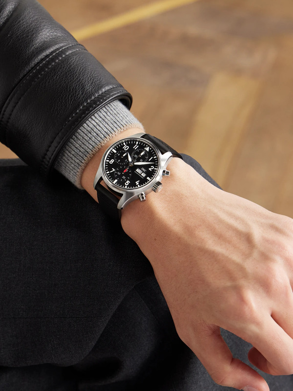  Iwc Schaffhausen - Pilot's Automatic Chronograph 41mm Stainless Steel And Leather Watch, Ref. No. Iwiw388111 - Men - Black 
