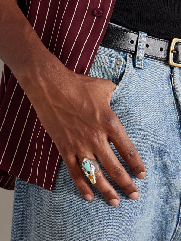  Jacques Marie Mage - Yellowstone Forever Lamar Sterling Silver, 18-karat Gold And Turquoise Ring - Men - Silver - 8 