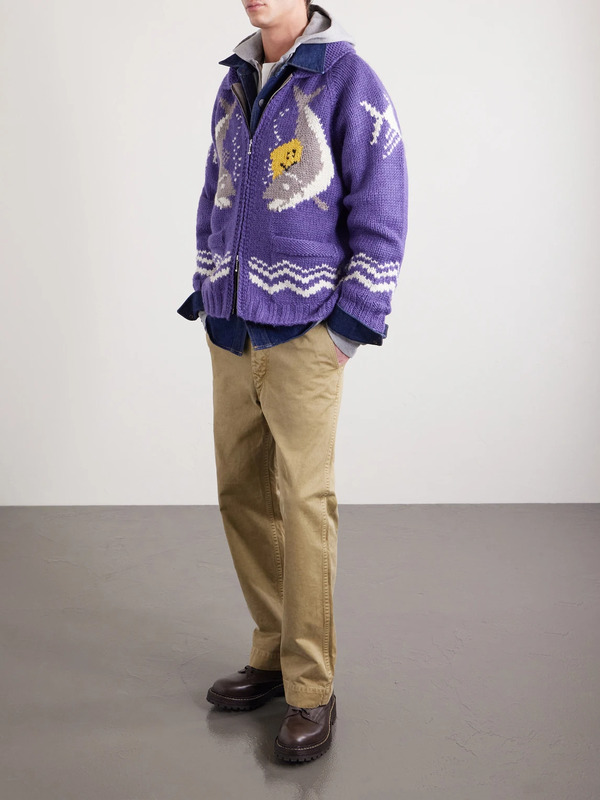  Kapital - Intarsia Wool Zip-up Cardigan - Men - Purple - 3 