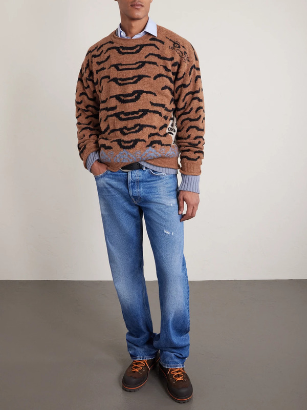  Kapital - Nepal Tiger Intarsia Wool-blend Sweater - Men - Orange - 1 