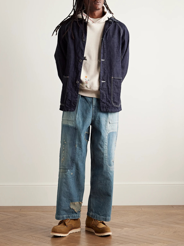  Kapital - Rushfield Remake Wide-leg Panelled Distressed Jeans - Men - Blue - 3 