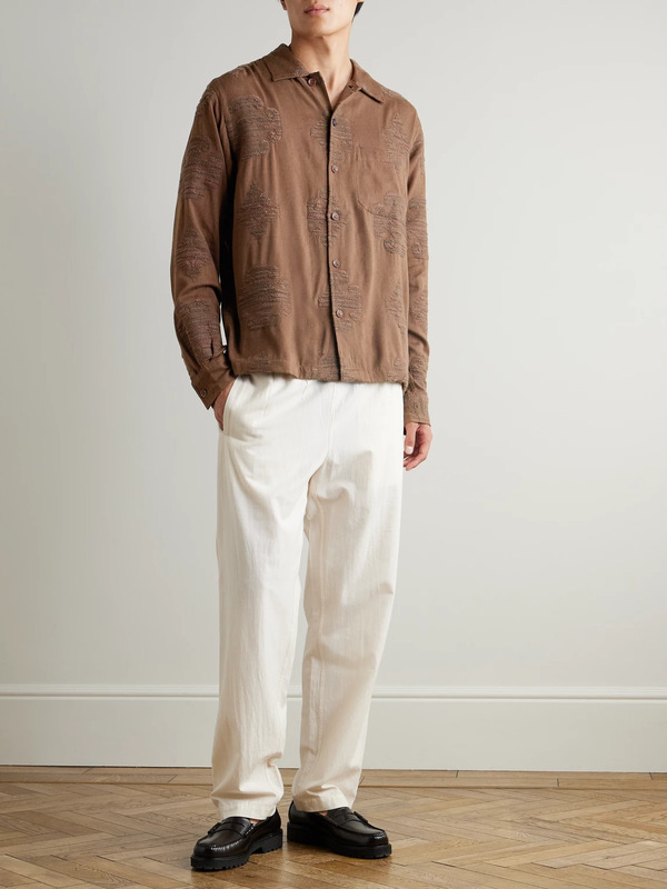  Kardo - Martin Cotton-jacquard Shirt - Men - Brown - M 