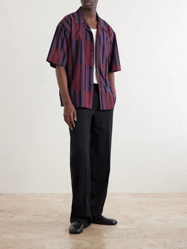 Kardo - Rohit Convertible-collar Striped Cotton Shirt - Men - Brown - S 