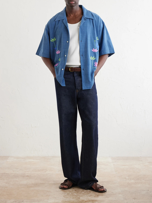  Kardo - Rohit Embroidered Cotton Shirt - Men - Blue - M 