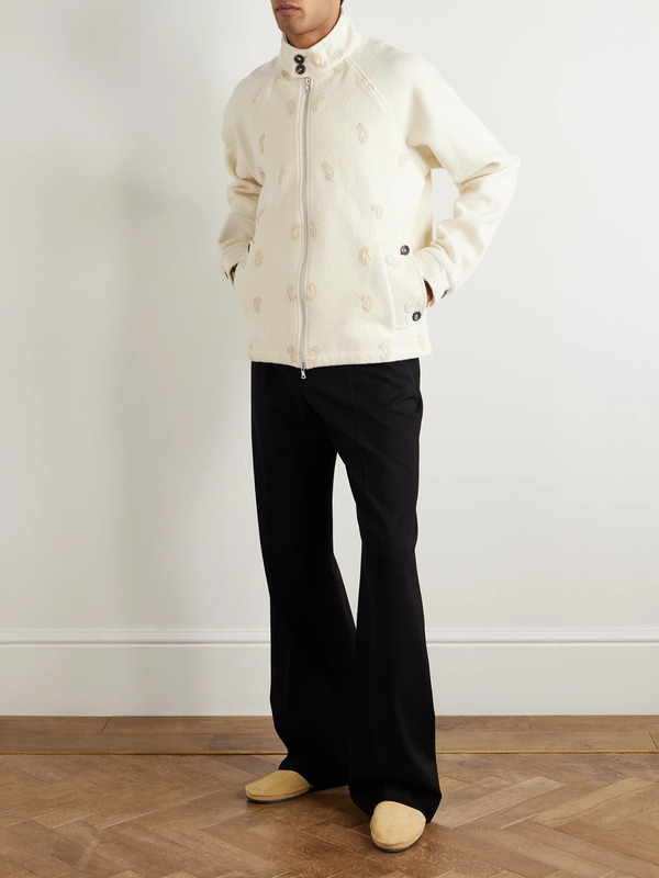  Kartik Research - Embellished Wool Harrington Jacket - Men - Neutrals - S 