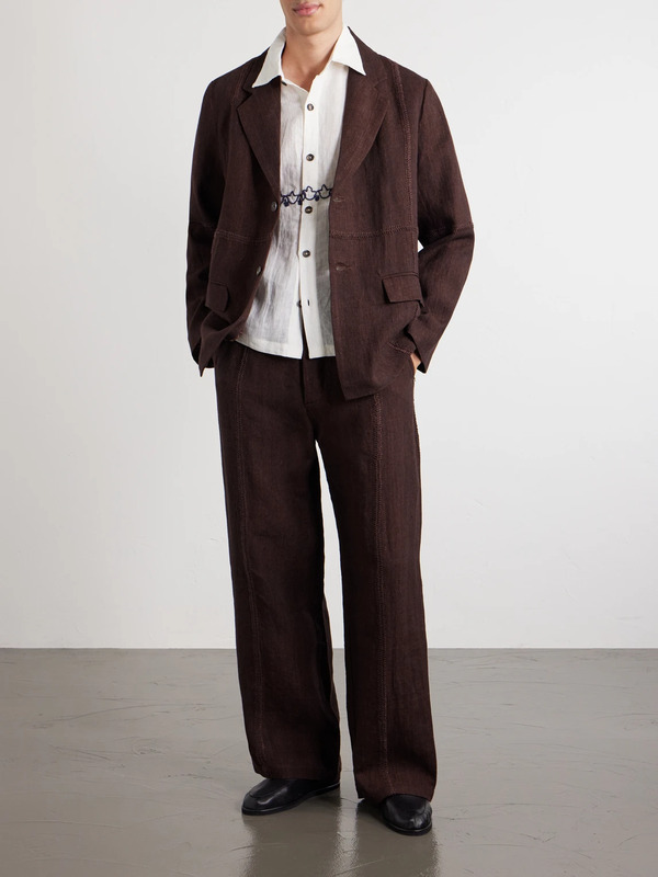  Kartik Research - Embroidered Linen Shirt - Men - Neutrals - S 