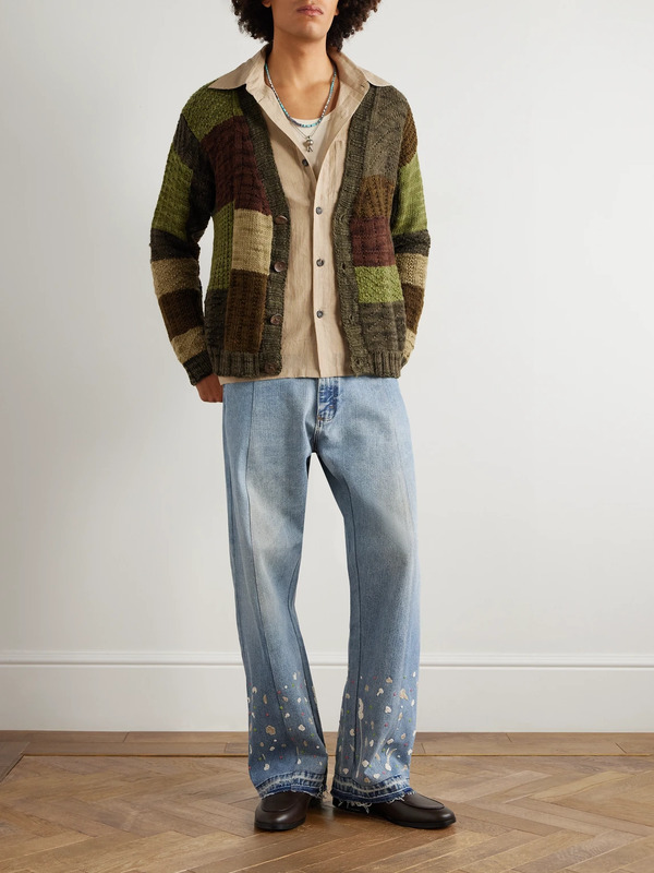  Kartik Research - Patchworked Wool Cardigan - Men - Green - S 