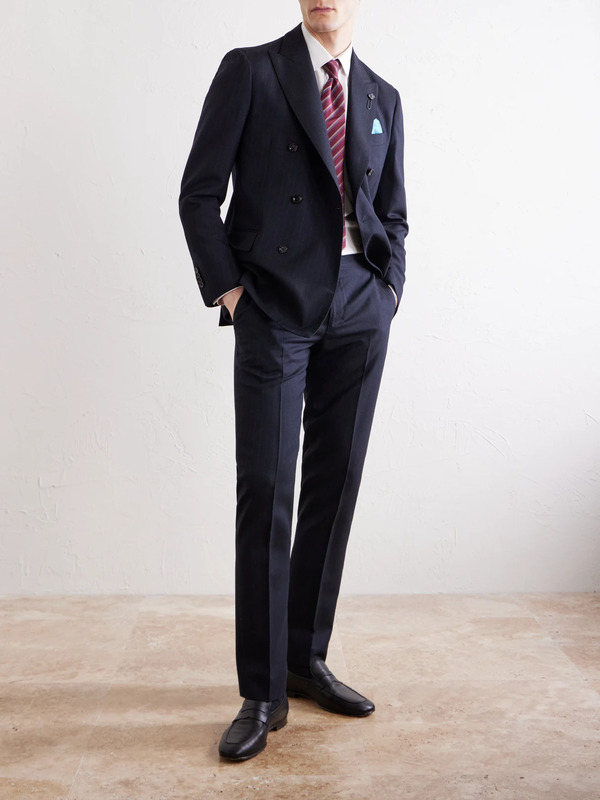  Lardini - Straight-leg Pleated Striped Wool Trousers - Men - Blue - It 46 