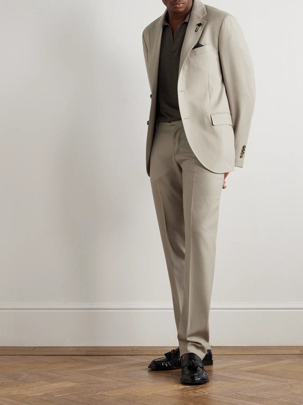  Lardini - Virgin Wool-blend Twill Suit Jacket - Men - Neutrals - It 48 