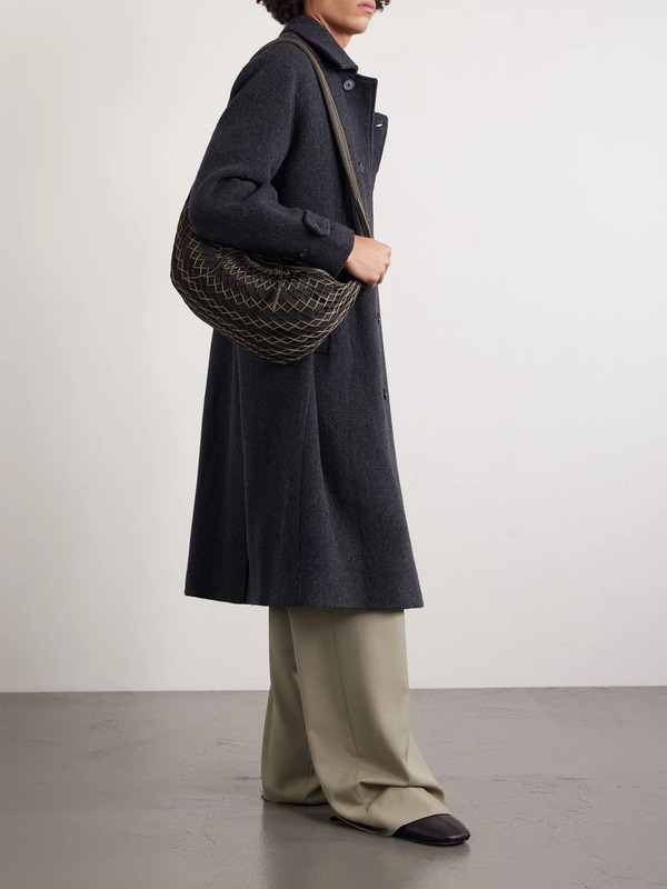  Lemaire - Croissant Leather-trimmed Fishnet Messenger Bag - Men - Brown 