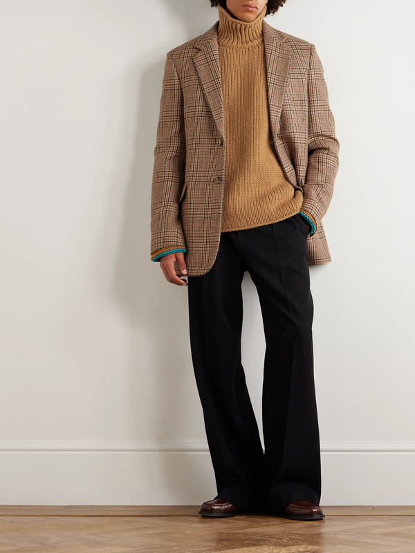  Loewe - Suede-trimmed Wool Rollneck Sweater - Men - Brown - L 