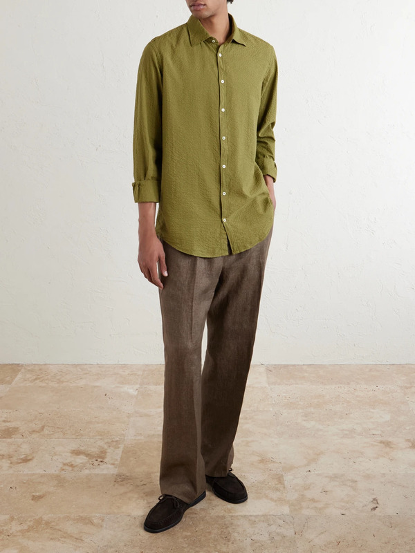  Massimo Alba - Genova Relaxed-fit Cotton Shirt - Men - Green - S 