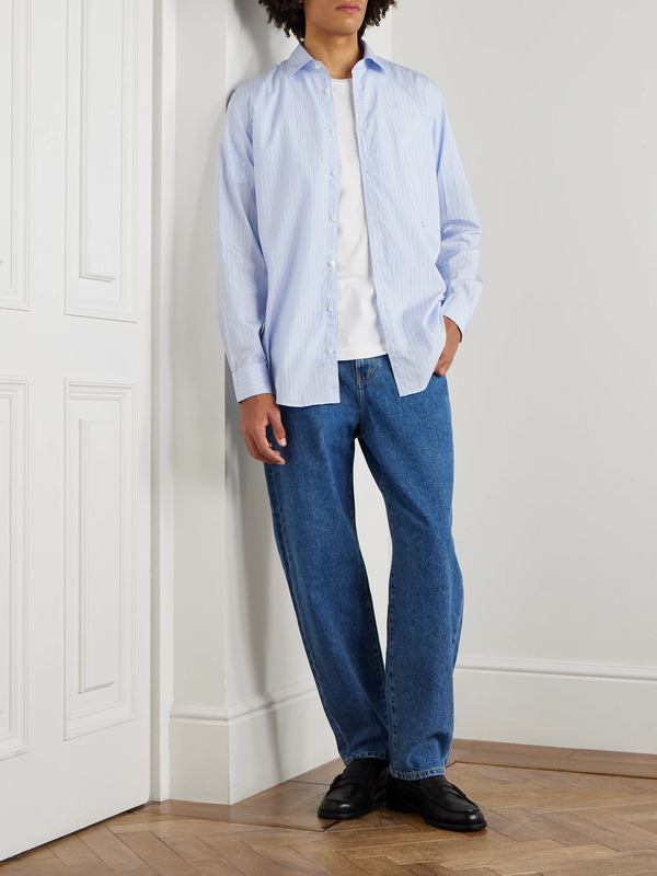  Massimo Alba - Genova Striped Cotton-voile Shirt - Men - Blue - M 