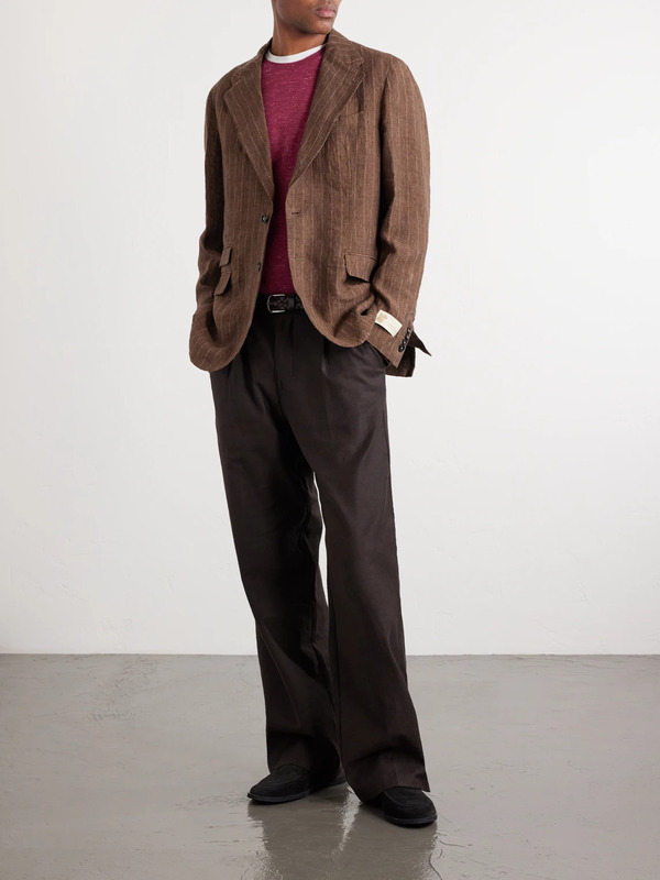  Massimo Alba - Pinstriped Linen Blazer - Men - Brown - It 44 