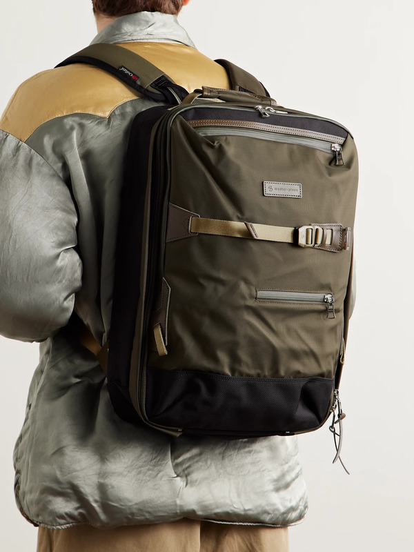  Master-piece - Potential 2-way Leather And Webbing-trimmed Cordura® Mastertex Backpack - Men - Green 