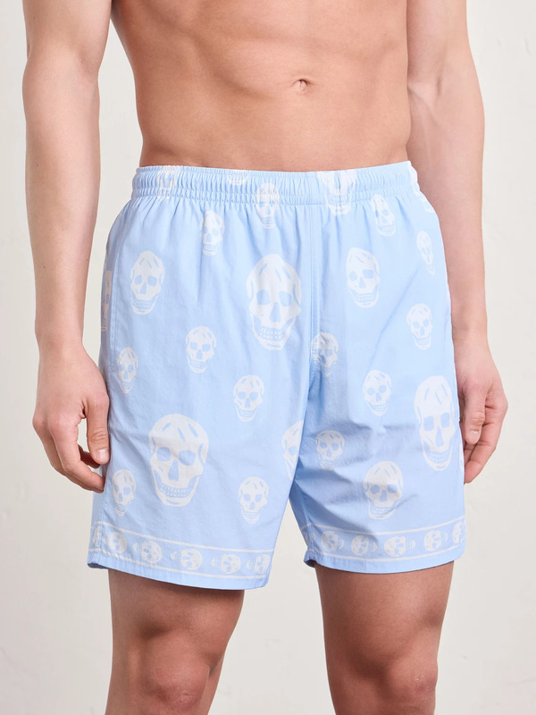  Mcqueen - Straight-leg Printed Shell Shorts - Men - Blue - S 
