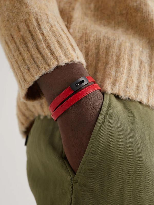  Messika - My Move Blackened Titanium, Diamond And Leather Bracelet - Men - Red - L 