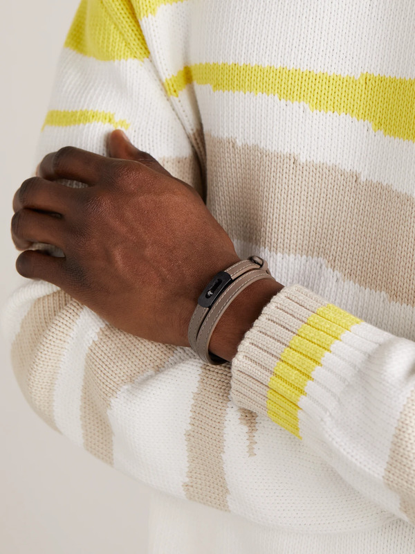  Messika - My Move Titanium, Leather And Diamond Bracelet - Men - Brown - Xl 