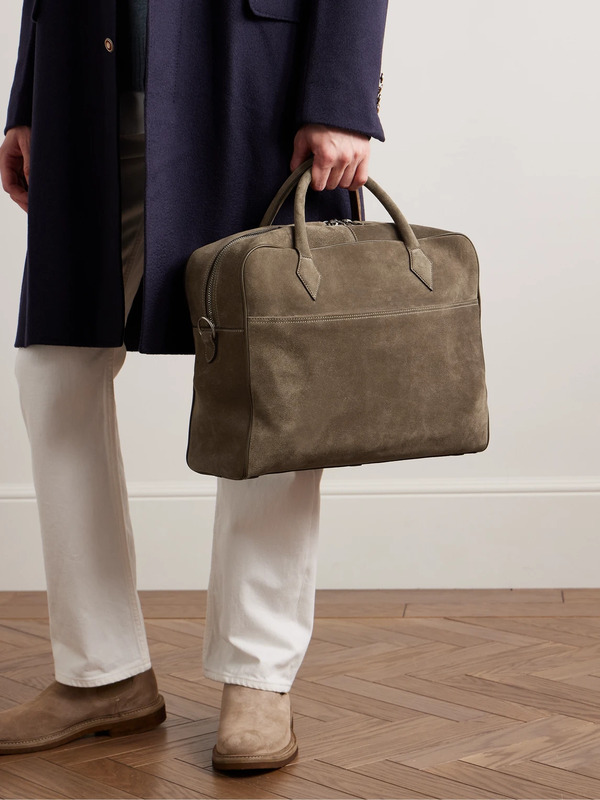 Métier - Closer All Day Suede Briefcase - Men - Brown 