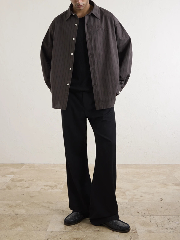  Mfpen - Essay Pinstriped Cotton Shirt - Men - Brown - S 