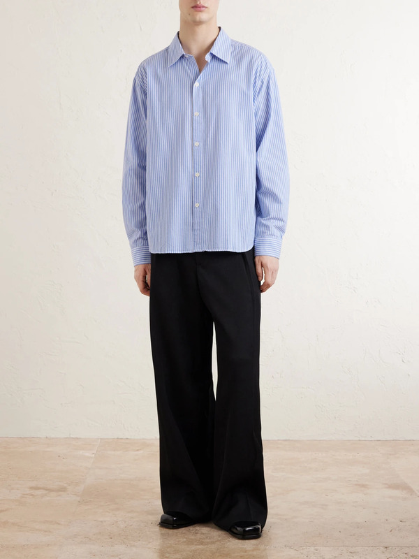  Mfpen - Generous Striped Cotton Shirt - Men - Blue - Xs 